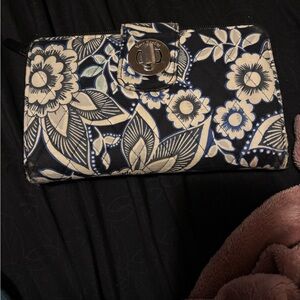 Vera Bradley Black and Cream Floral Wallet